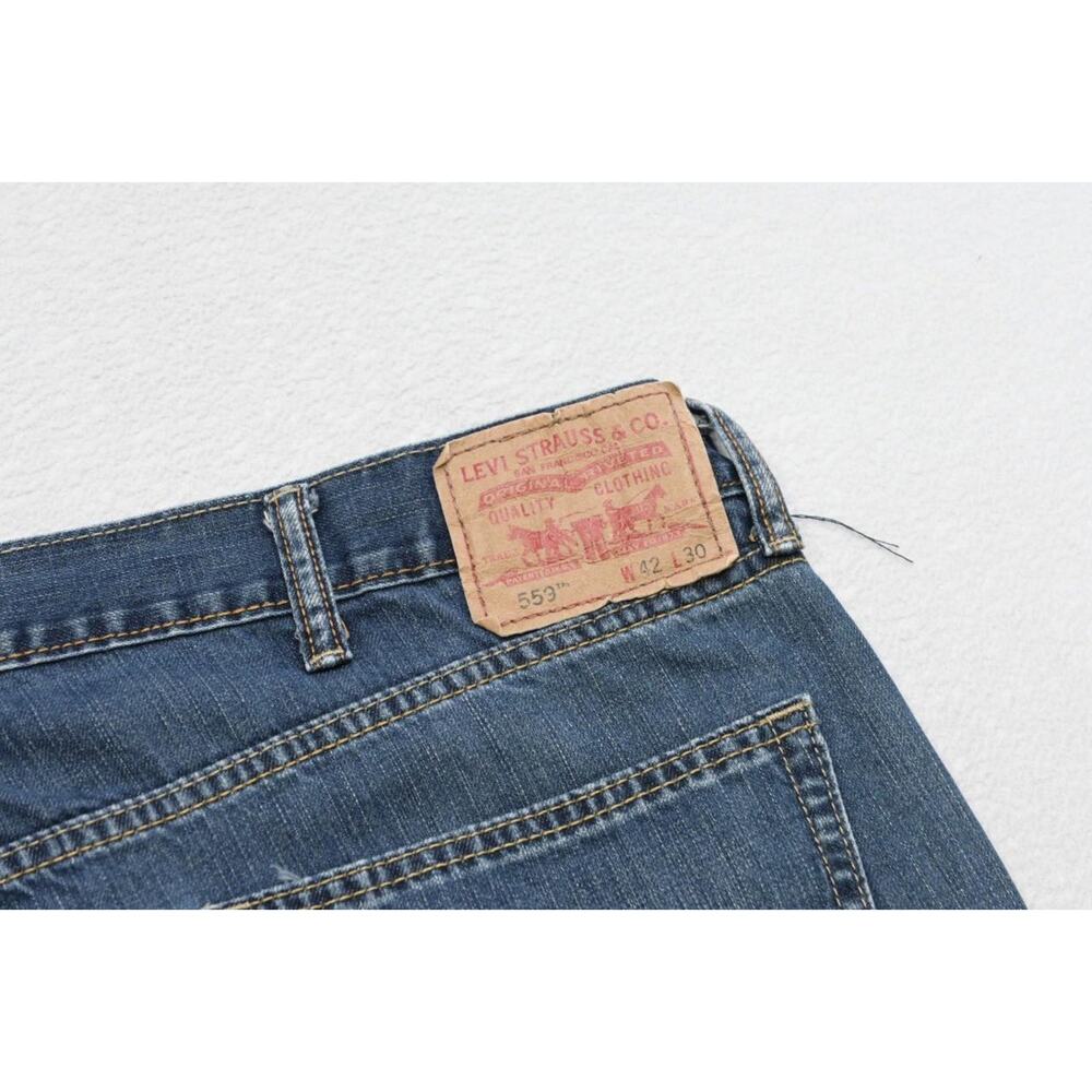 Levi's 559 Relaxed Straight Jeans Mens 42x28 Blue‎ Rugged Denim Altered Good